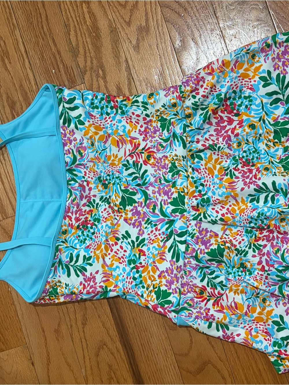 crown & ivy Floral One-Piece Swimsuit with Aqua Trim - Picture 2 of 3